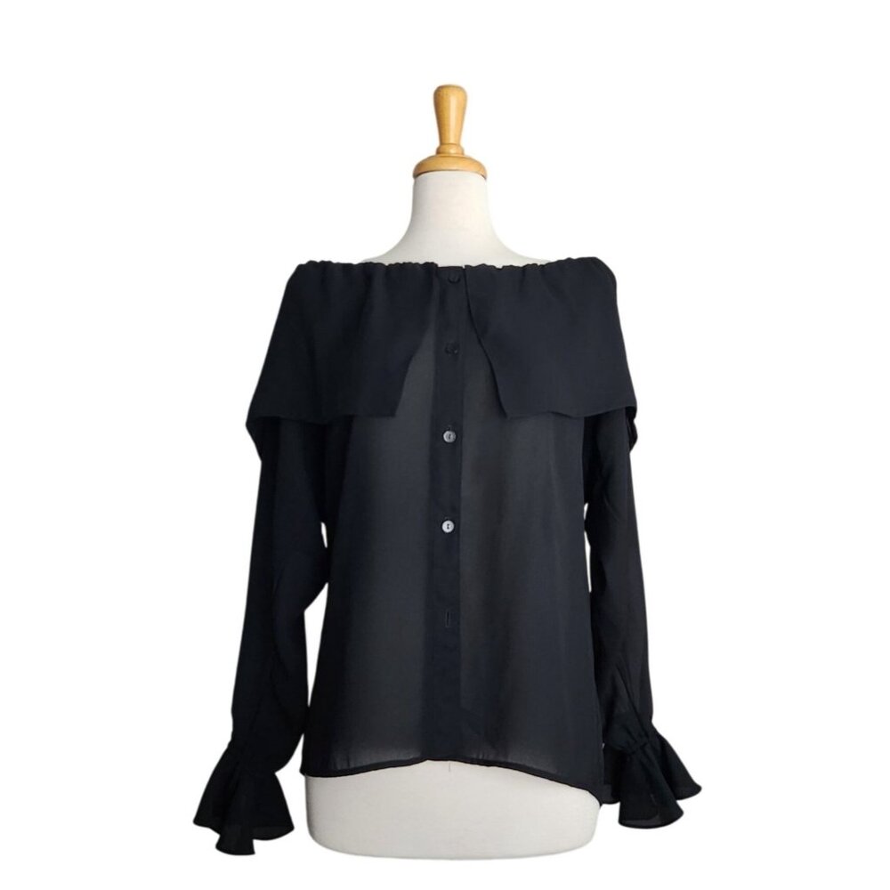 Joan & Marsha Women's Black Off The Shoulder Blouse